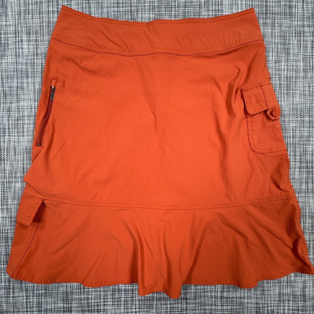 Royal Robbins Cargo Skirt Womens 10 Orange Stretch Nylon Zip Pockets Outdoors